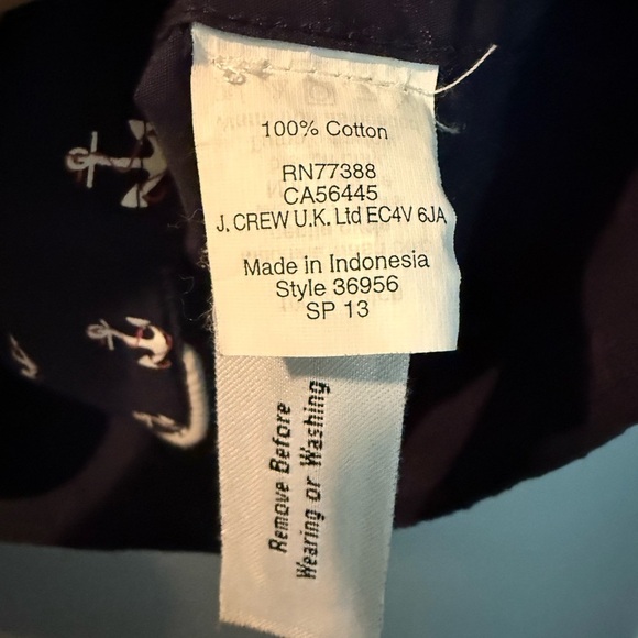 J. Crew Pajamas Top Button Down Anchors Navy  & White Womens Sz XXS 100% Cotton - Picture 3 of 5